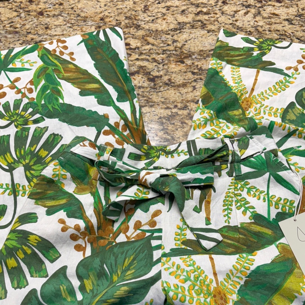 Joie Green Leaf Print Wide Leg Pants